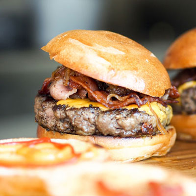 burgers with cheese and bacon